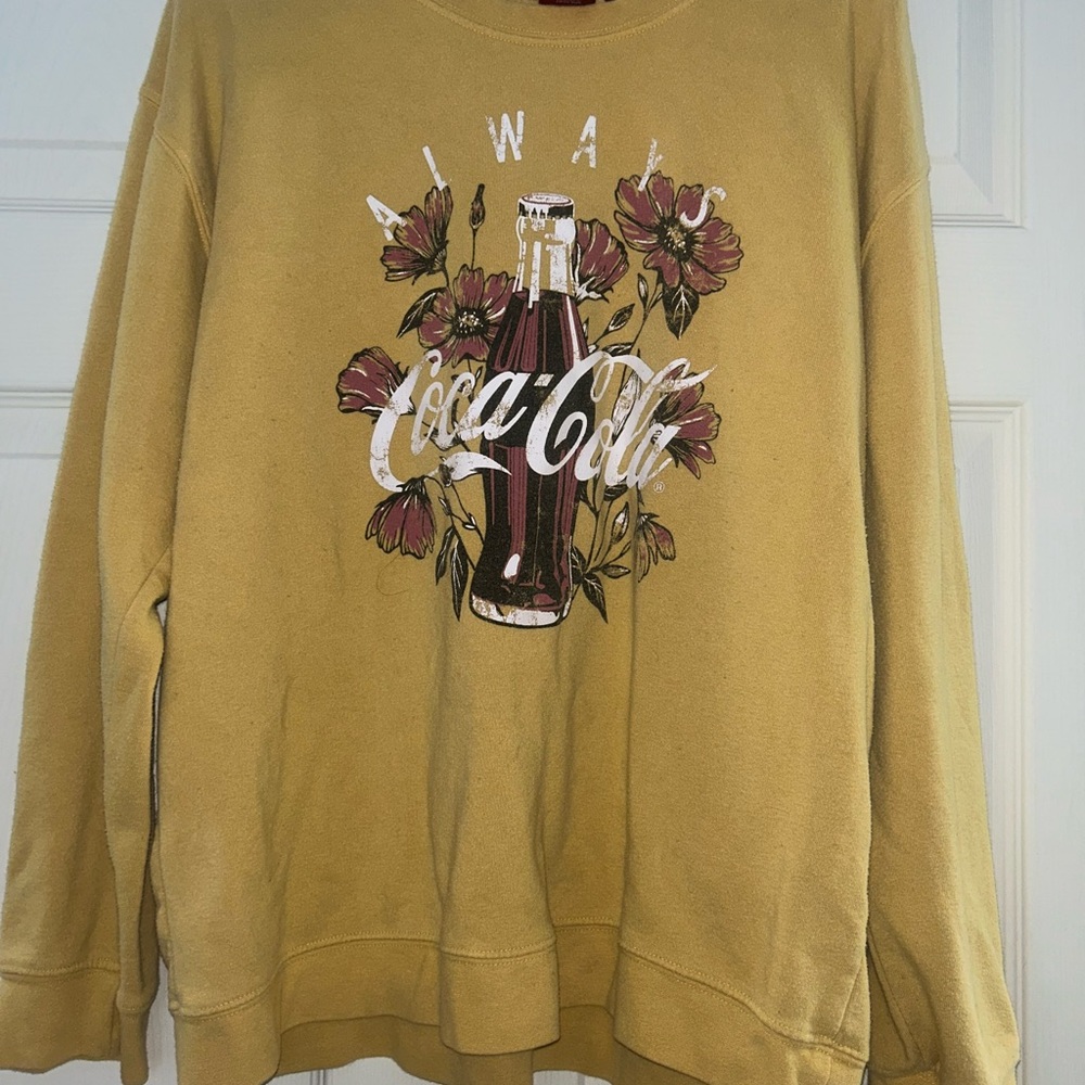 Coca Cola Yellow Crewneck Sweater with Vintage Graphic